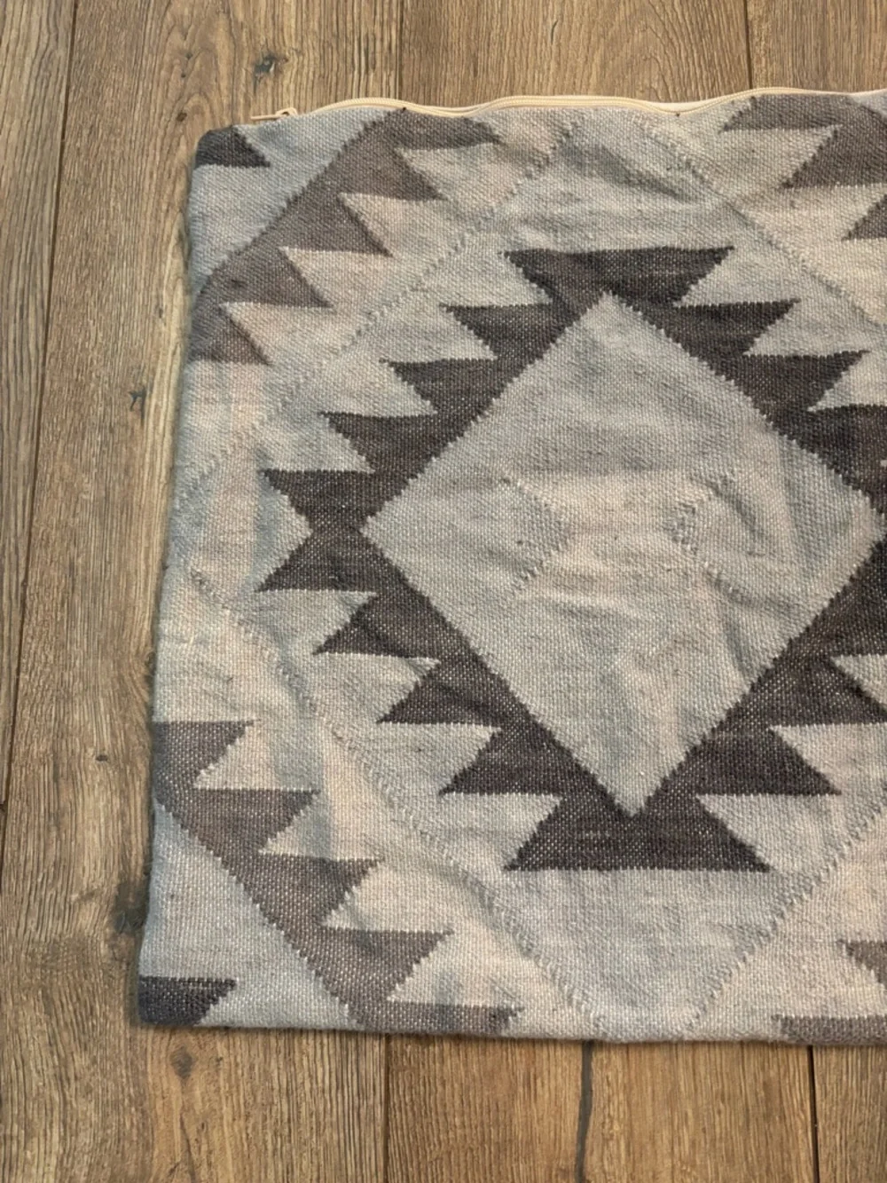 IKEA FJÄLLSKRÄP Wool Cotton Pillow Cover 20x20 Gray Geometric Kilim Scandinavian
